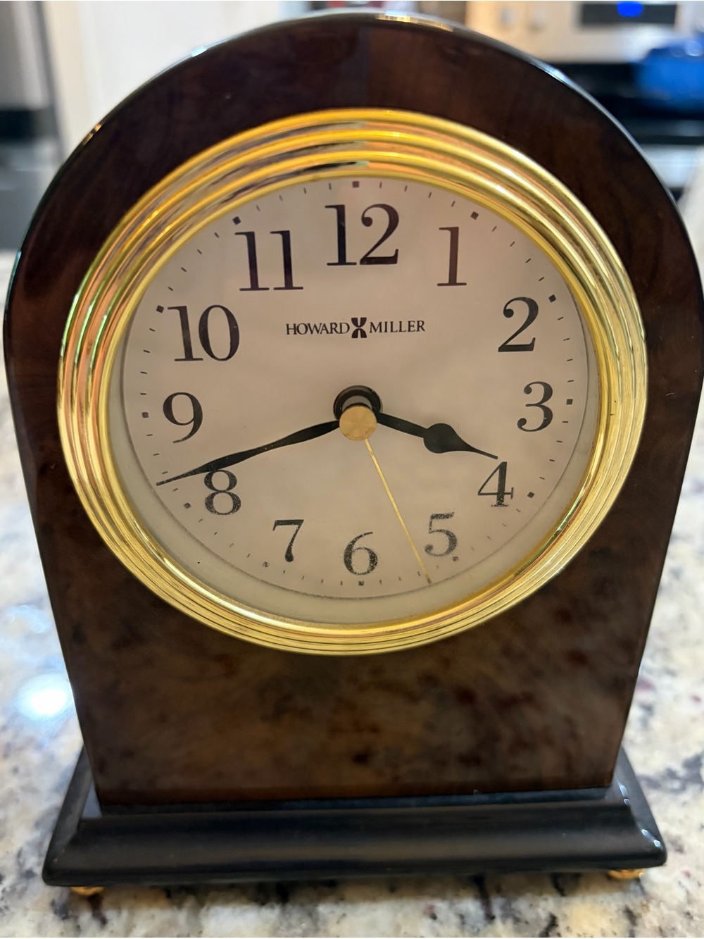 Vintage Howard Miller Brown and Gold Mantel Clock - “Bedford” Model